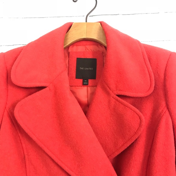 The Limited Wool Pea Coat Orange Coral Jacket XS - Picture 4 of 8